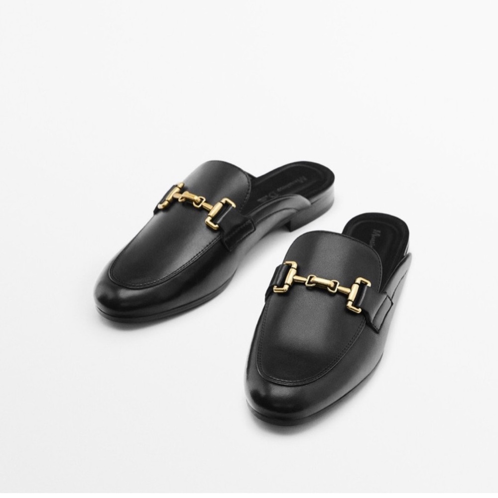 Massimo Dutti Leather Loafer Mules